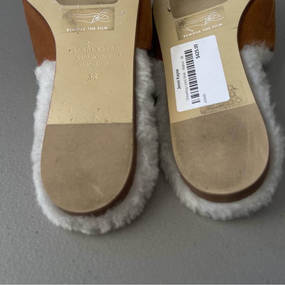 Jenni Kayne Leather Shearling Lined Pointed Toe Mule in Walnut EU38 - Picture 6 of 10